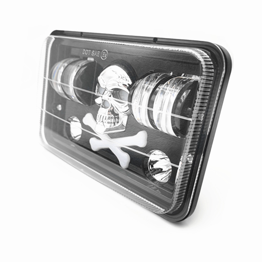 Car LED work light 5-inch square skull head high and low bright truck fog light 4*6-inch off-road headlamp