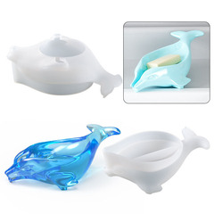 Yume Beauty Crystal Droplet Gel DIY Resin Soap Box Mold 3D Dolphin Drainage Soap Box Storage Silicone Mold