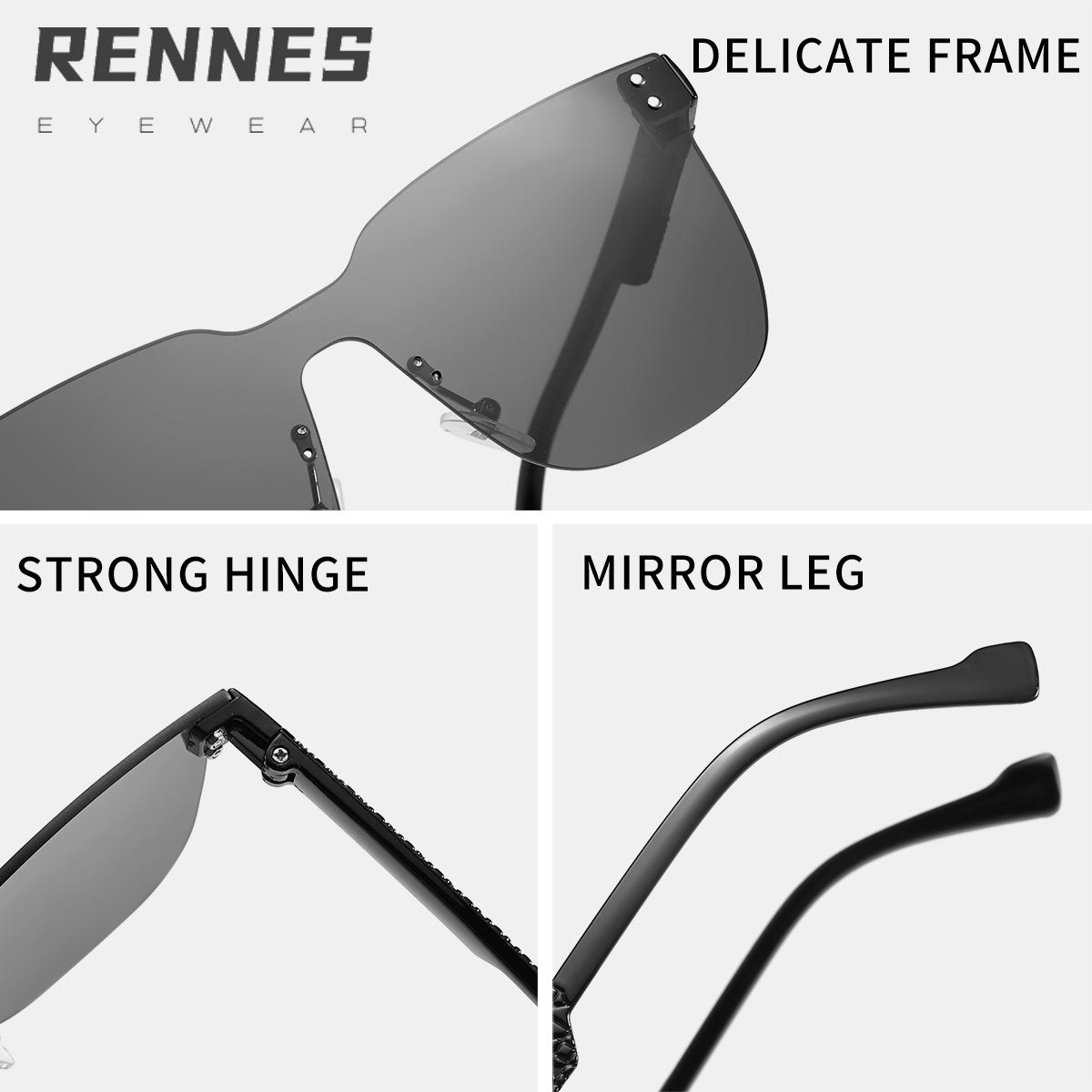 Corta sin marco transfronteriza para niños, sol irregular, película de océano de color claro, gafas de sol esenciales para salir a jugar y tomar fotografías