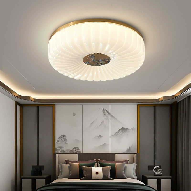 Copper ceiling light, cream LED trench coat, Chinese style