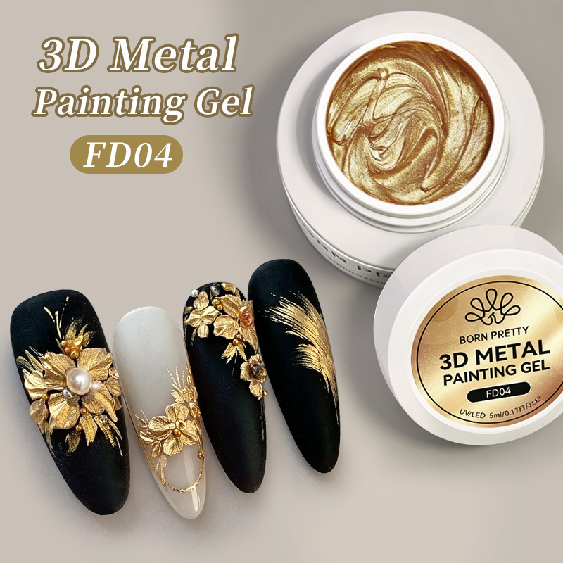 BORN PRETTY Nail Art No-Wash Metal Embossing Gel 3D Metal Texture Carving Gel BORN PRETTY Nail Art No-Wash Metal Embossing Gel 3D Metal Texture Carving Gel
