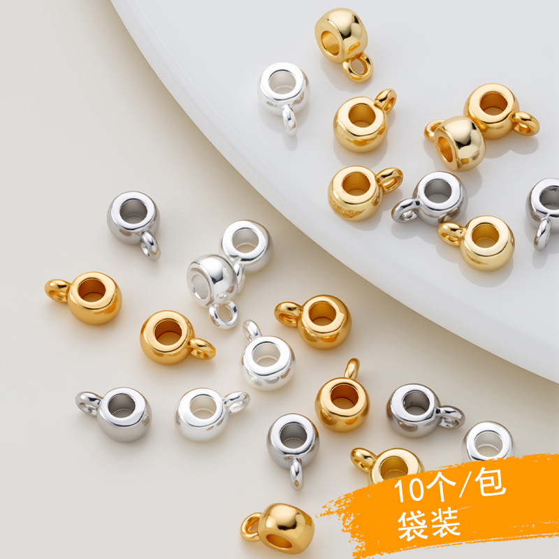 14k包金保色真金三通圆形隔珠吊坠扣手链项链diy挂坠配件隔片隔珠