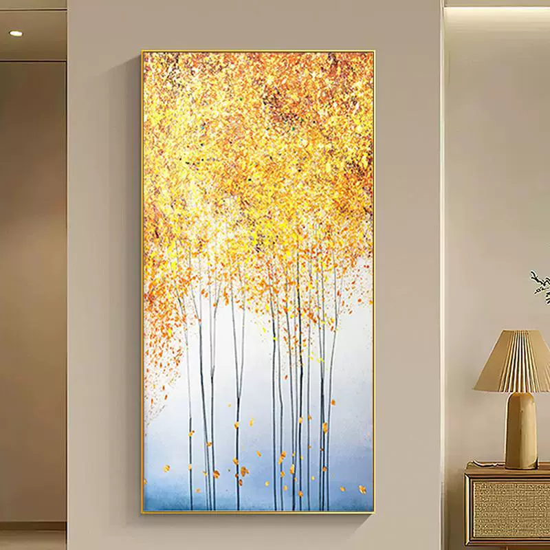 Хрустальный фарфор, инкрустированный бриллиантами, золотое дерево, декоративная картина для входа, доступный роскошный стиль, подвесная картина для коридора, прохода, золотое дерево 269