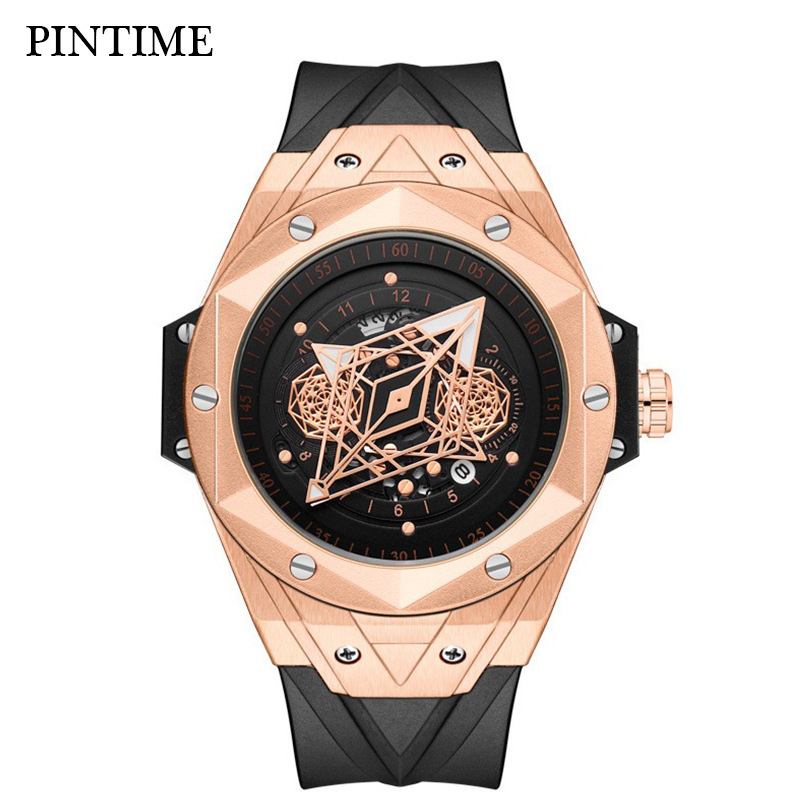 Pintime Men's Watch Mechanical Men's Waterproof Watch Niche Watch Men's Technological Needleless Watch Watch