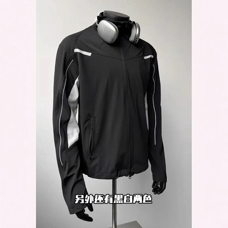メッシュ速乾性日焼け止め服メンズ夏アメリカンスポーツ薄手ジャケット屋外日焼け止め通気性スタンドカラージャケットトレンディ|undefined