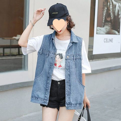 Denim Vest for Women, 2025 Summer, Loose-Fit, Large Pockets, Sleeveless, Plus-Size, Thin Denim Waistcoat, Outerwear