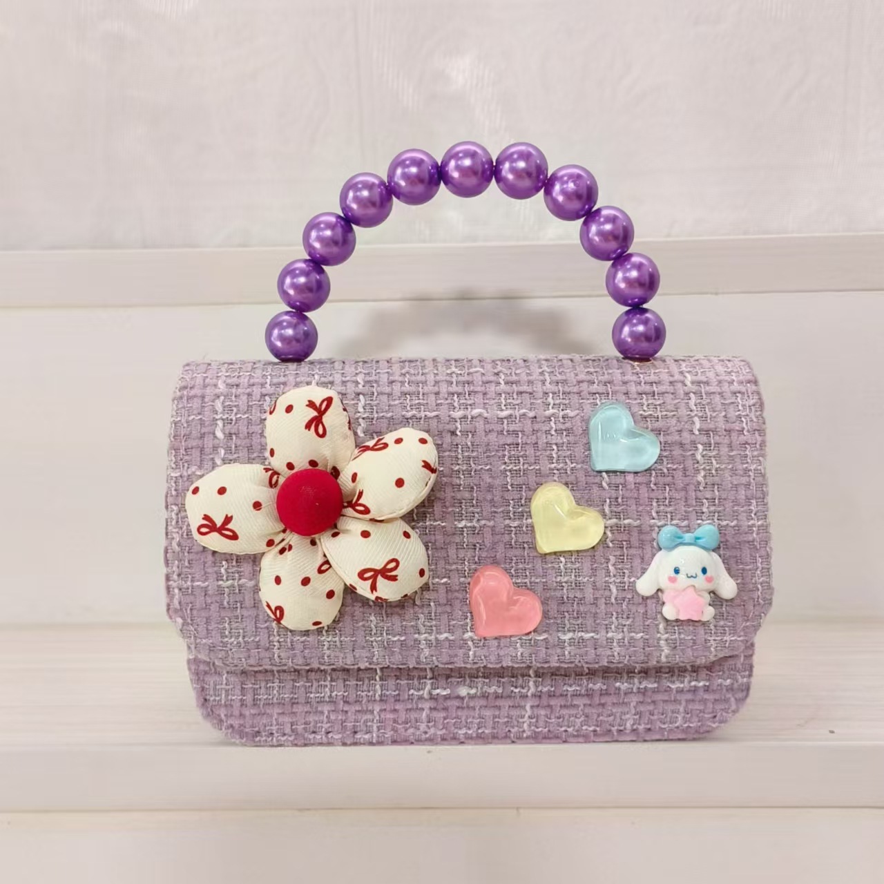 Melody bolso de perlas, bolso de princesa, bolso de hombro, bolso de cambio, accesorios, bolso cuadrado, cadena, bolso de Año Nuevo para chicas