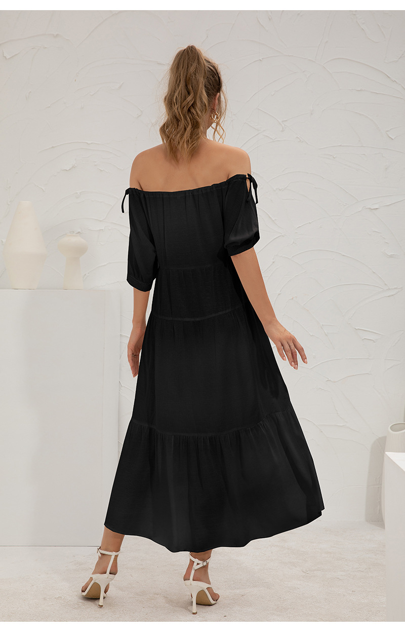 solid color Off-shoulder Long Dress nihaostyles clothing wholesale NSGNX82878