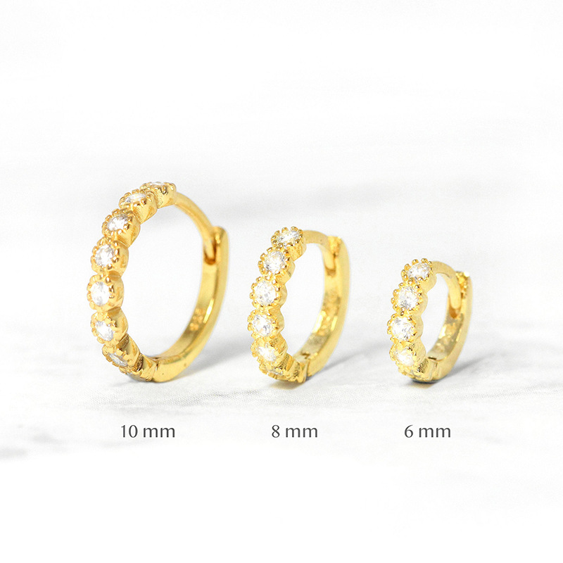 Circle, Flower Pattern 1 Pair Silver Zircon Circle Flower Earrings