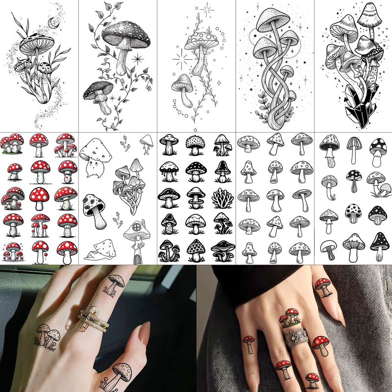 European and American New Style Mushroom Finger Tattoo Stickers Temu Cross-Border Temporary Tattoo Stickers Shein Amazon Tattoo European and American New Style Mushroom Finger Tattoo Stickers Temu Cross-Border Temporary Tattoo Stickers Shein Amazon Tattoo