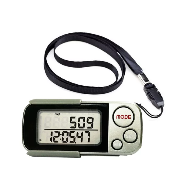 Silver-Gray Large-Screen 3D Electronic Kilometer-Calorie Pedometer with 30-Day Memory and Million-Count Counter for Running, Available for Dropshipping