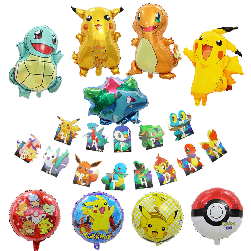 Large Pokémon Aluminum Film Balloon Children's Birthday Party Decoration Pikachu Charmander Elf Ball Balloon