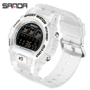 三达 Casual E-Sports Series Male and Female Student Watch Outdoor Multi-Function Luminous Waterproof Electronic Form Display Transparent