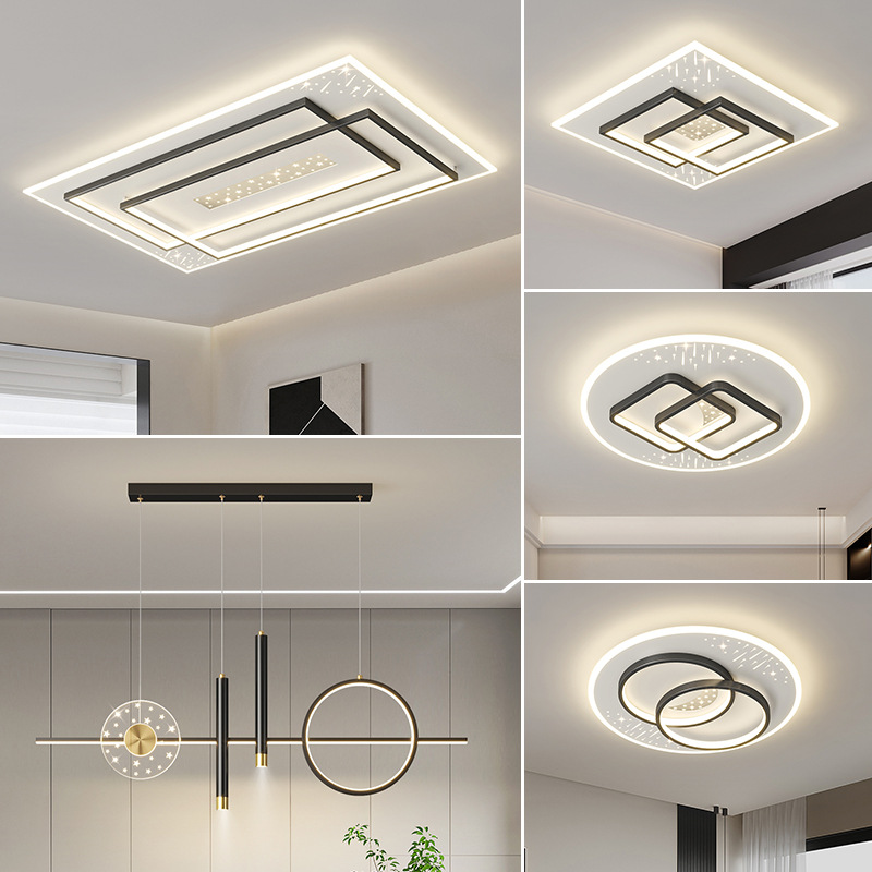 Lámpara de sala de estar, lámpara principal moderna y simple, lámpara de techo de protección ocular minimalista, paquete de iluminación para toda la casa, lámpara de sensación avanzada