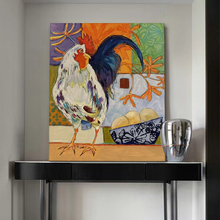 客厅装饰画正方形手绘油画抽象餐厅玄关挂画寓意无框公鸡小众艺术