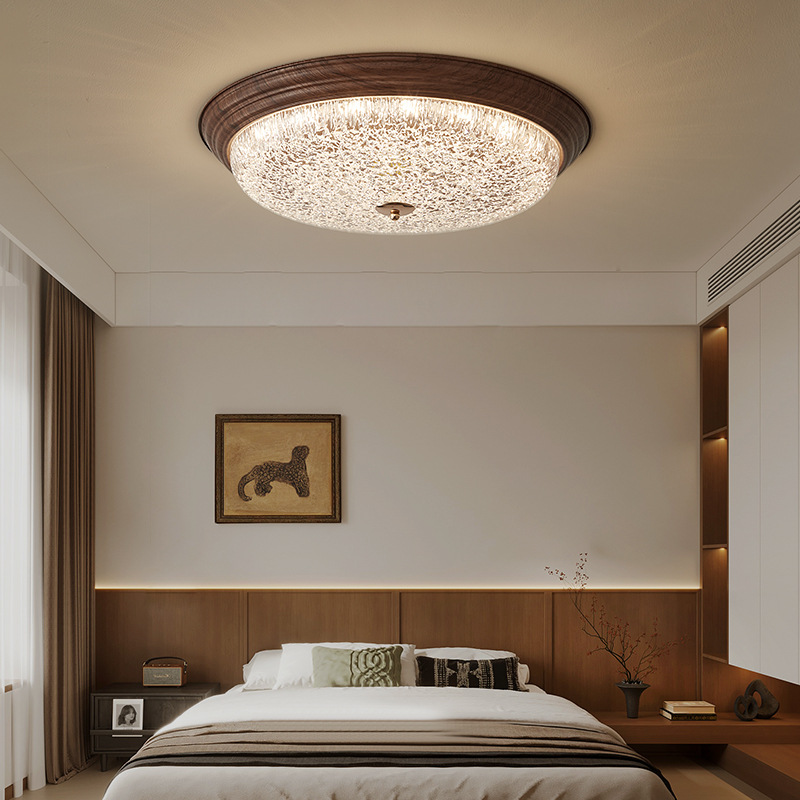 Lámpara de techo de dormitorio de estilo antiguo, nueva lámpara de habitación de sensación de alta gama, lámpara de estudio redonda, lámpara de personalidad de protección ocular de espectro completo