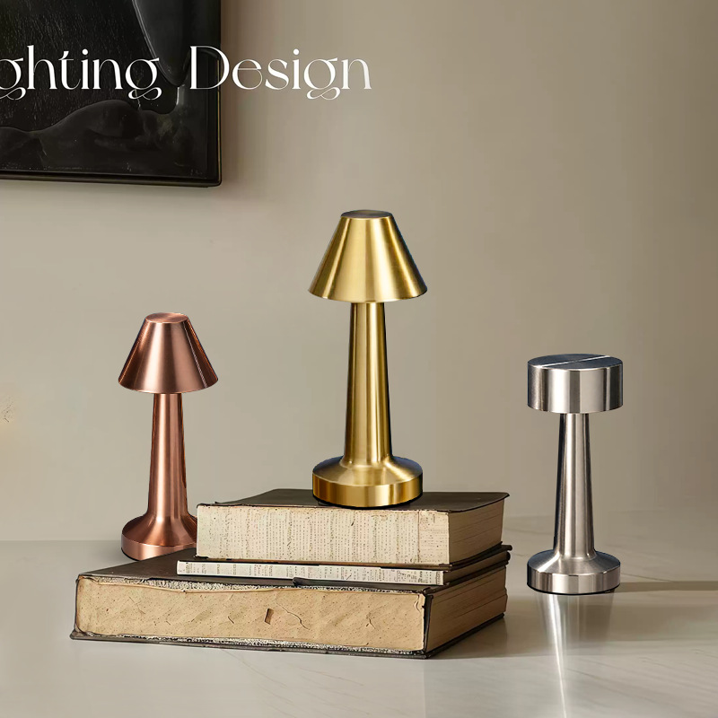 Transfronterizos al por mayor LED retro bar decoración lámpara de escritorio USB recargable toque luz de noche luz de barbell metal luz de atmósfera