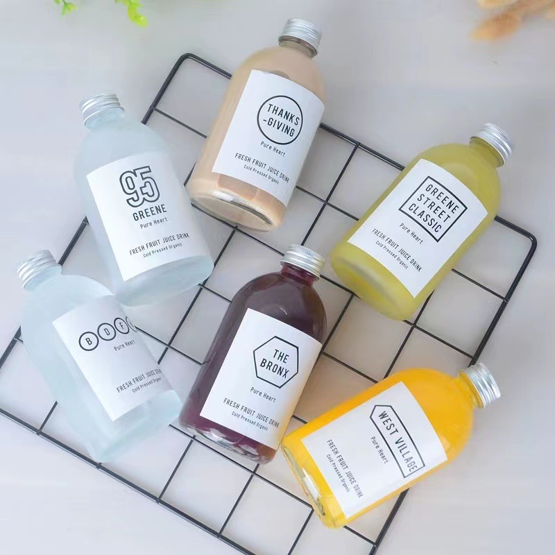 250ml500ml果汁飲料瓶ins風果酒瓶奶茶咖啡酸奶瓶蒙砂玻璃空酒瓶