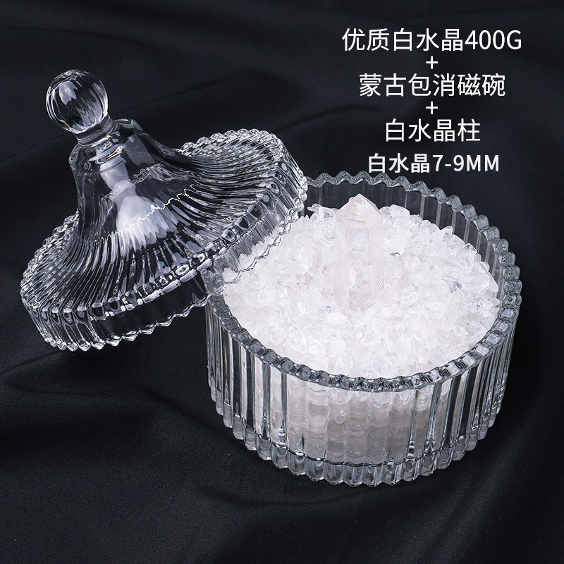 400g 고품질 화이트 크리스탈 + 화이트 크리스탈 기둥 + 유르트 그릇
