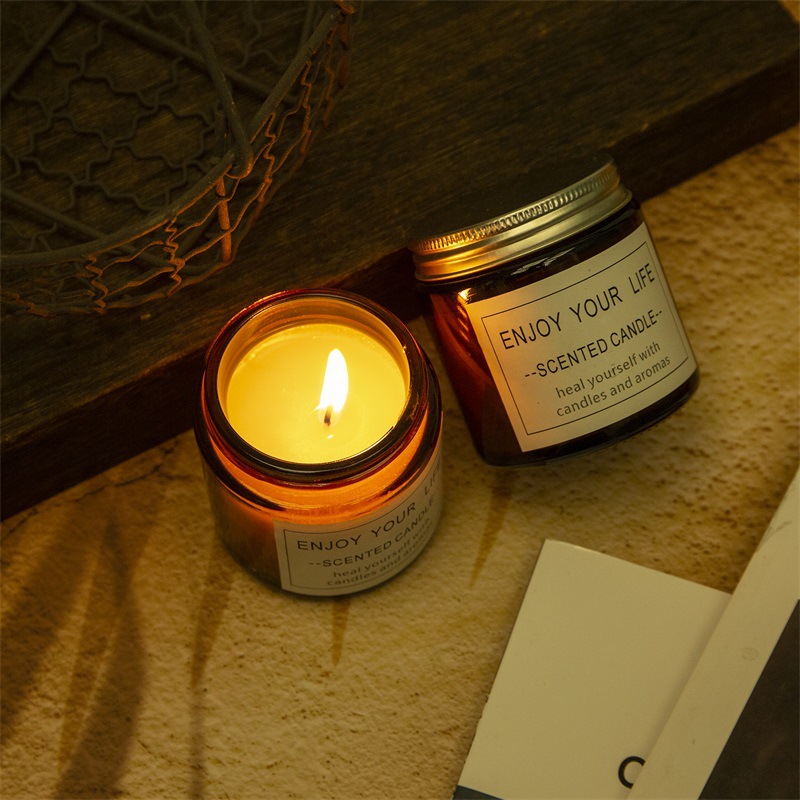 Bulk Romantic Scented Candle Festival Gift Tea Color Glass Cup Handmade Plant Aroma Candle Ornament