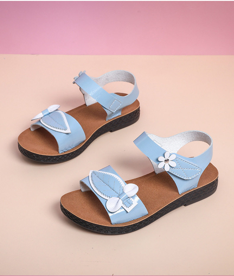 Dép sandal trẻ em đế mềm chống trơn trượt, quai ngang khóa cài, họa tiết hoa nhí — Màu tím, Xanh nhạt, màu vàng kim chi tiết 10