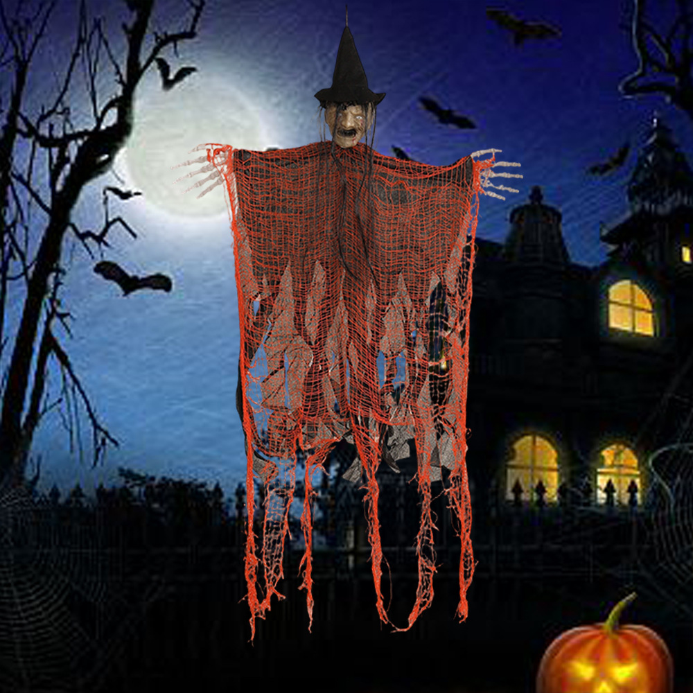 Halloween transfronterizo, habitación fantasma colgante, casa encantada, bar, arreglos de terror, accesorios, decoración de gasa de suspenso, adornos de calavera