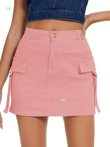High Waisted Cargo Y2K Bodycon Denim Mini Skirt