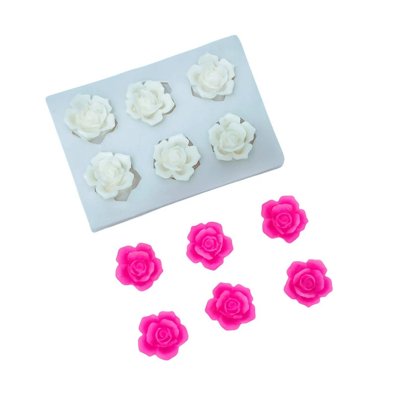 Small silicone mold contains rose, acrylic fondant flower-shaped, decorations, handmade, flowered