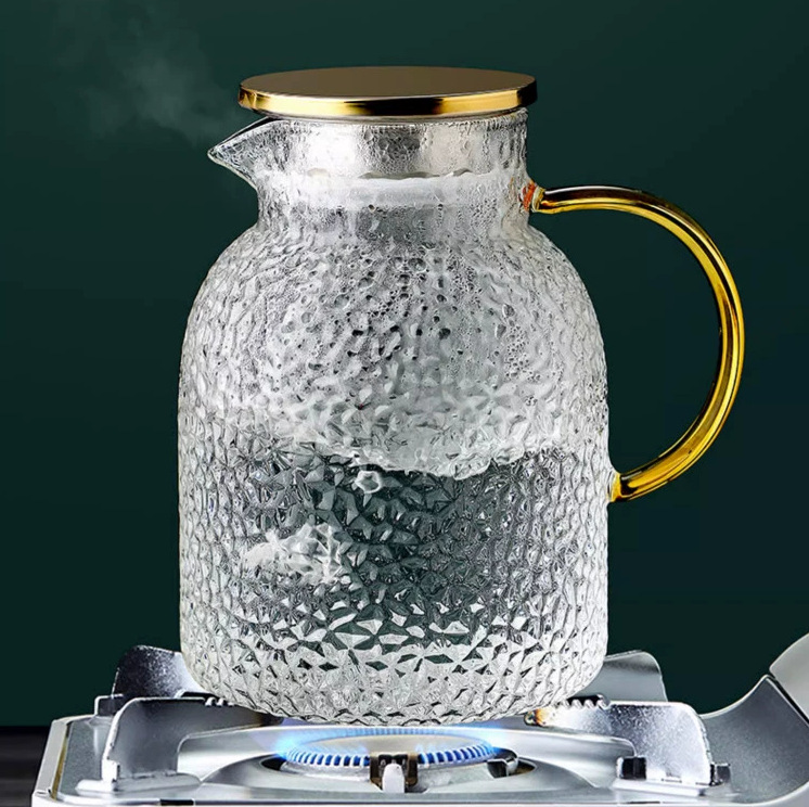 水壶冷水壶玻璃储水耐高温开水凉水壶家用食品级锤纹壶大容量泡茶