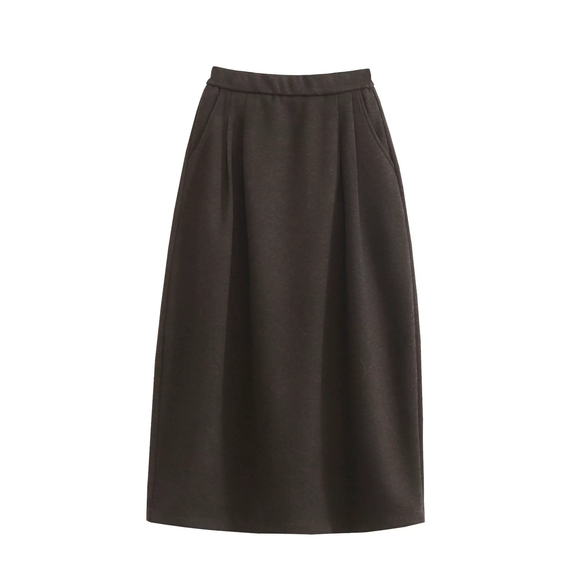 大码女装秋冬款简约百搭松紧高腰显瘦a字长半身毛呢裙羊毛花苞裙