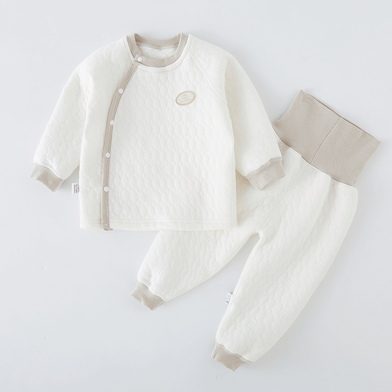 Baby Thermal Underwear Set Autumn Clothes High Waist Pure Cotton Quilted Autumn Clothes Baby Split Clothes Autumn And Winter Thin Cotton Spring And Autumn