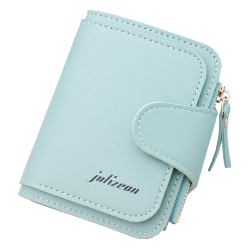 Cartera de botón de mujer corta con cremallera billetera de estudiante billetera tri-fold de mujer transfronteriza multi-tarjeta mini