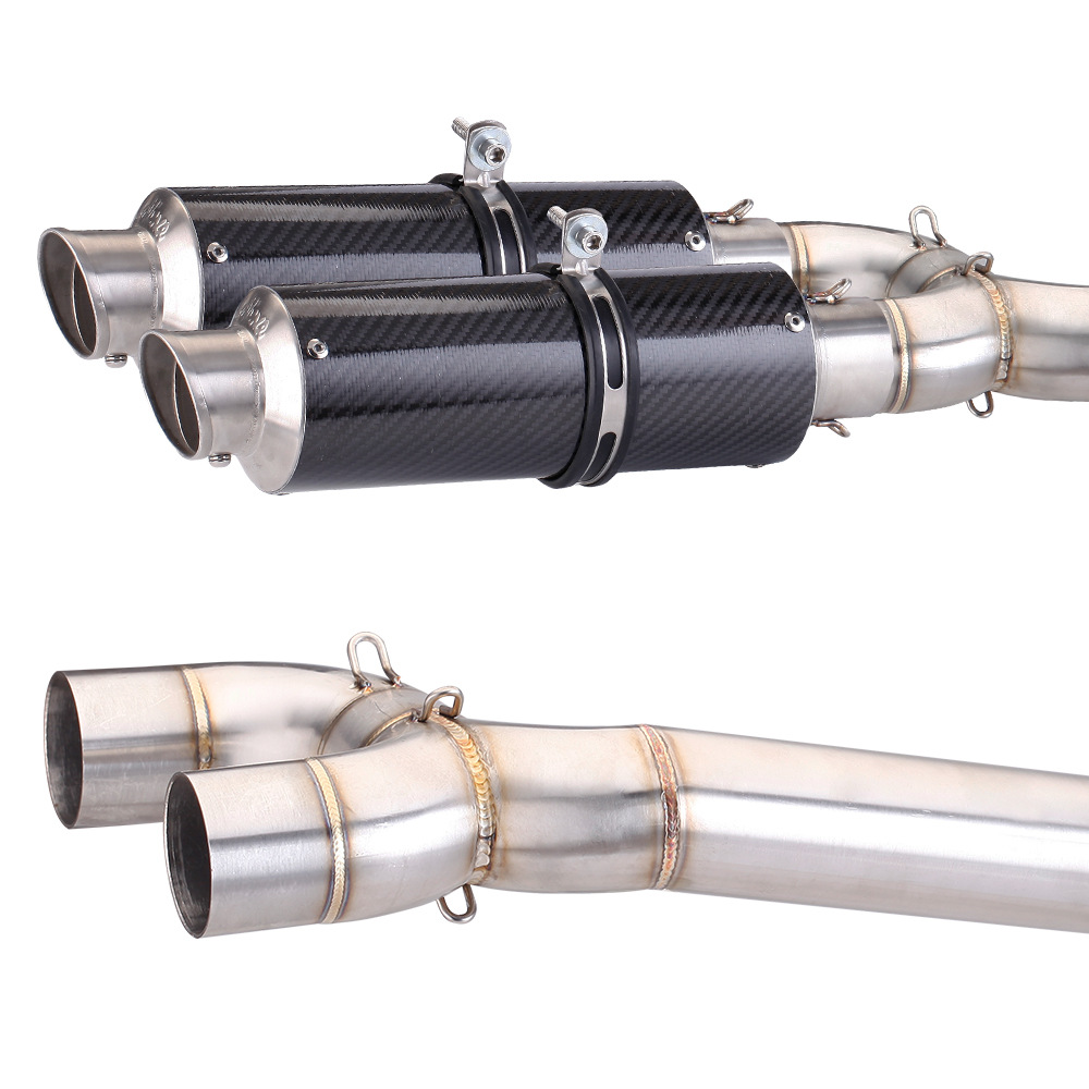 Suitable for Yamaha Modified Fz6N S Exhaust Pipe Without Drum and Back Pressure Package, Middle Section Exhaust Pipe, 04-09 Year Fz6 Package