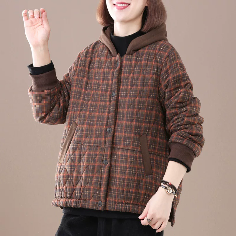 Demi-season warm down jacket for mother, for middle age, plus size