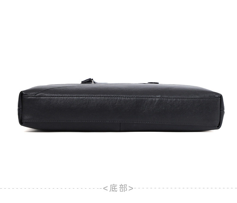 Túi xách nam da bò thật dạng cặp công sở mỏng đựng laptop 14 inch, 37×6×27 cm — Màu đen chi tiết 16