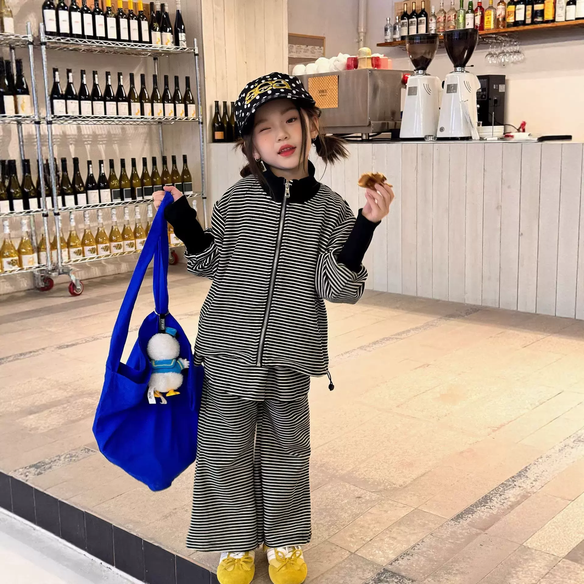 芙果女宝2026春季新品女童条纹套装气质甜美两件套女儿衣服韩潮装