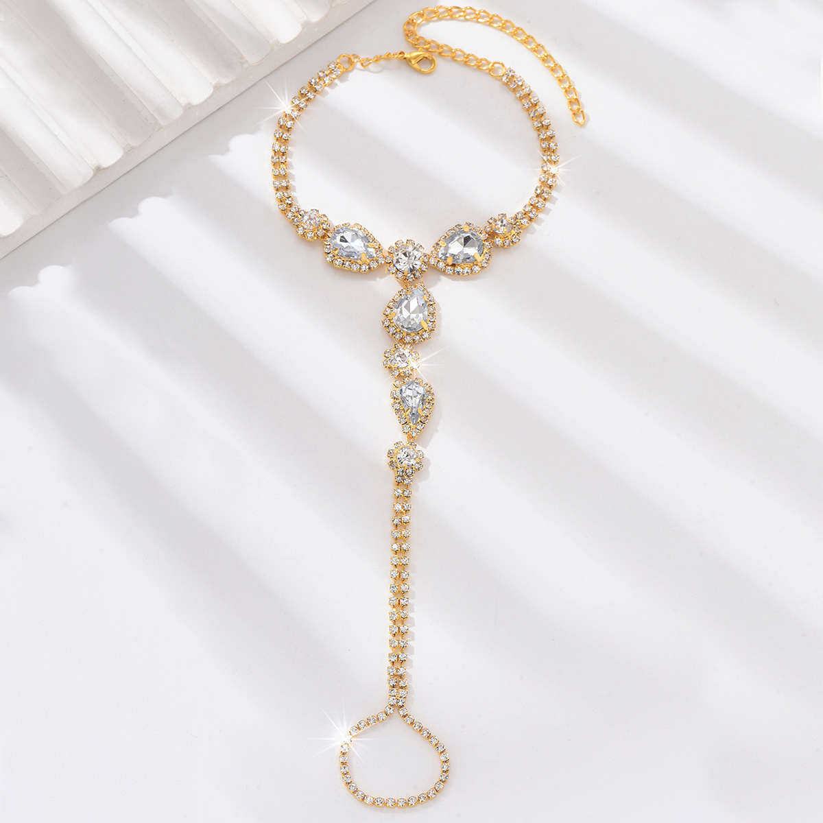 Comercio exterior exclusivo para bohemia pulsera de dedo de lujo ligero de moda de verano pie de playa adornamiento diamante super brillante anklet