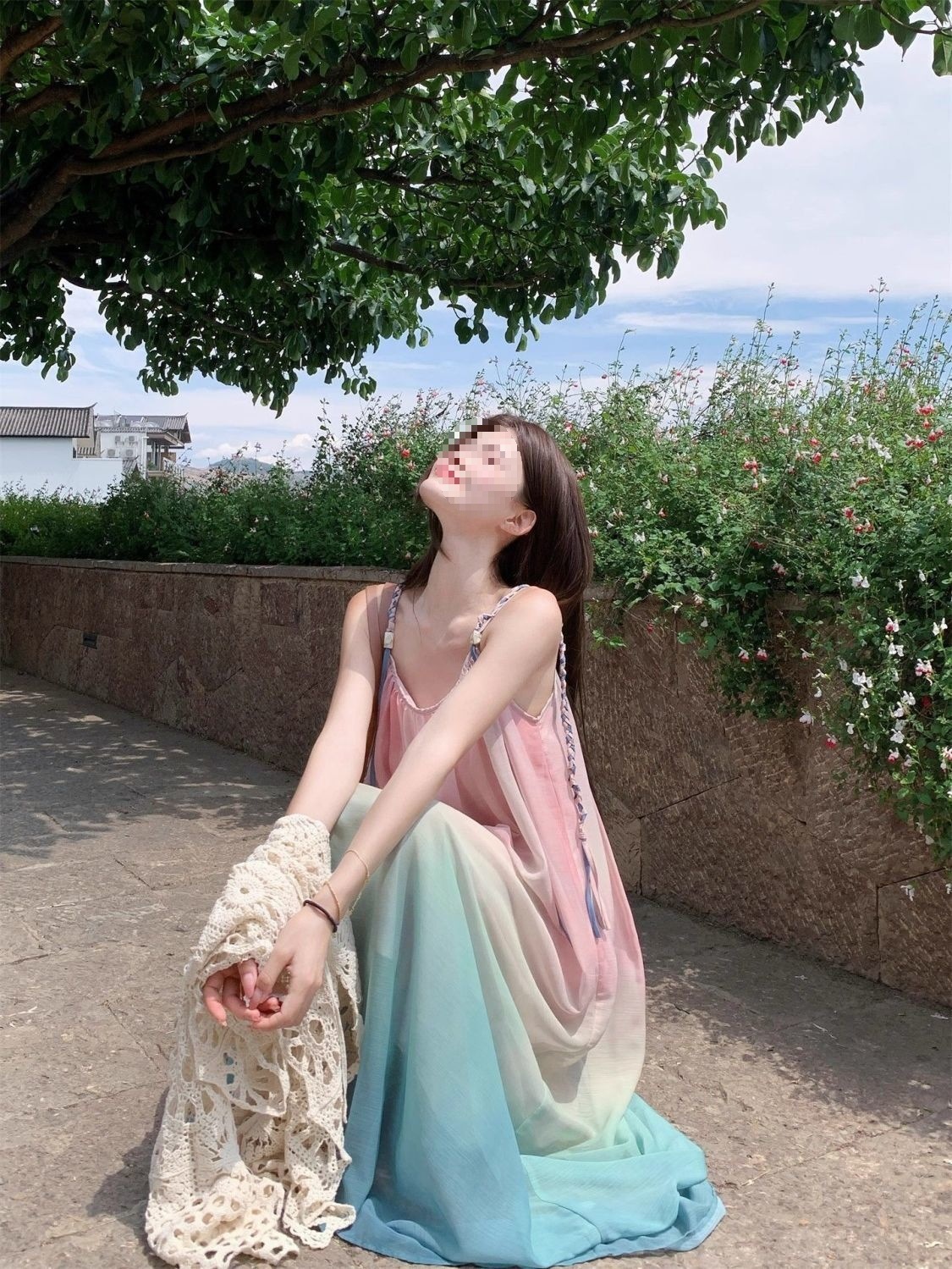Đầm maxi nữ thắt eo chất voan gradient họa tiết bãi biển mùa hè 2026 — Đầm voan (Version), Đầm voan (phiên bản thường) chi tiết 14