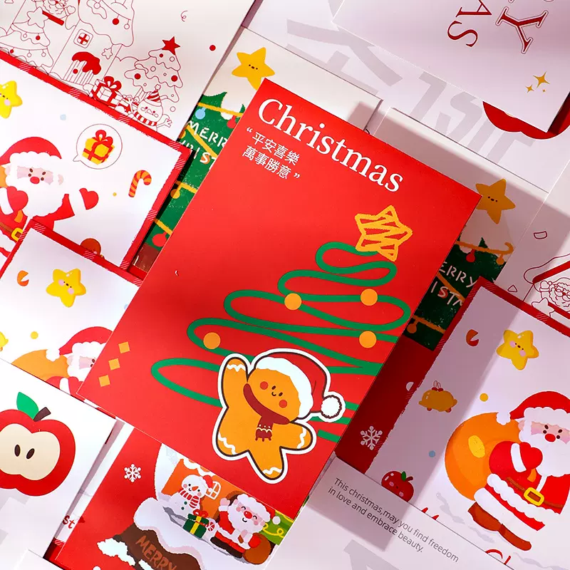 圣诞贺卡创意圣诞节卡通感谢卡卡片小吊牌跨境高级感礼物感谢卡