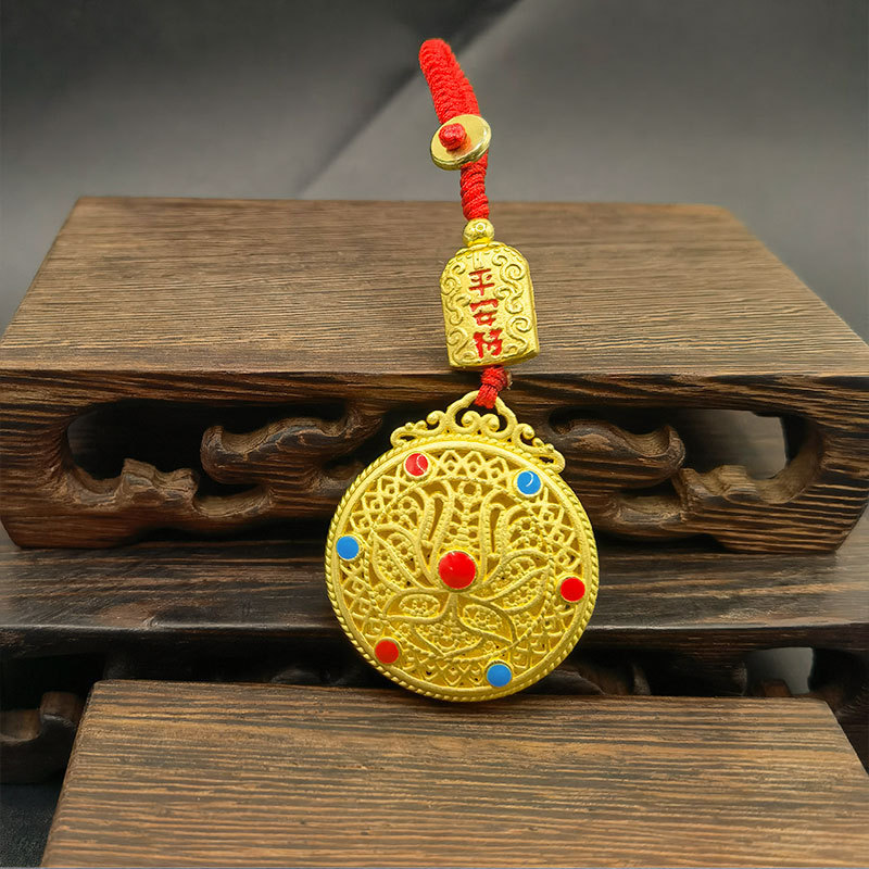 新しい国民トレンド絶妙なキーホルダー古代スタイルの安全ひょうたん車のキーホルダーペンダントユニセックス祝福ギフト|undefined