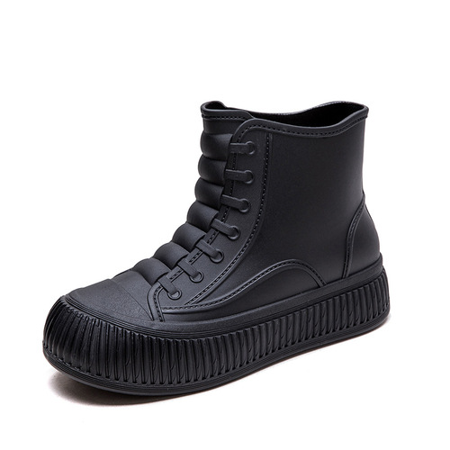 Waterproof, Non-Slip, Short-Height Rain Boots for Women – Korean-Style Casual Rubber Shoes with Cotton Lining for Outdoor Wear