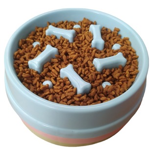 Pet dog feeder Pet Bowl anti-choking dog bowl dog basin bone type anti-knock slow bowl spot wholesale benefits