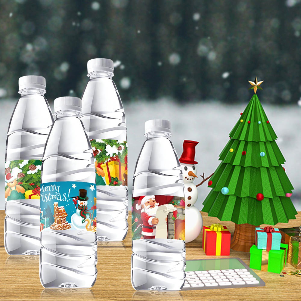 Nuevos pegatinas de decoración de Navidad pegatinas de fiesta de Navidad botella de agua bebida adhesivo sellado pegatinas de decoración de atmósfera