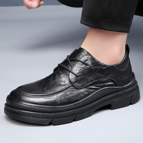 Large Width Headwear Shoes for Men Spring and Summer Men's Shoes Breathable Fashion Comfy Thick Sole Business Formal Casual Shoes