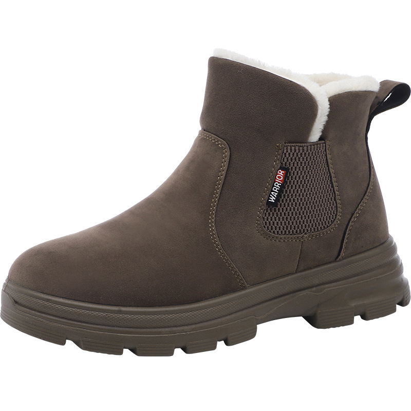 Huili nuevo tipo de pareja con botas de nieve de veludo en invierno, zapatos de algodón de moda, zapatos cómodos de estilo coreano