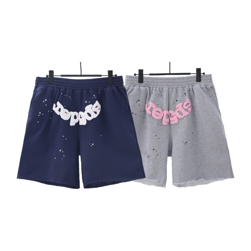 Meichao Sp5Der 55555 Classic Letter Foam Printed Drawstring Summer Versatile Straight Casual Shorts for Men and Women