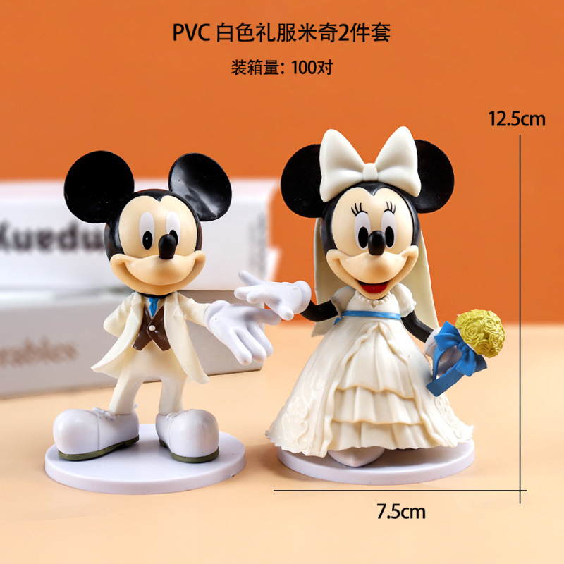 ミッキーマウスミッキーミニーフィギュアウェディングドレスバレンタインデーケーキデコレーションギフトホームデコレーション車の人形|undefined