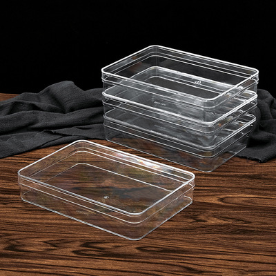 饼干盒食品级PS高透明硬塑料长方形保鲜收纳带盖烘焙包装盒子批发|ms