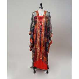 新中式复古唯美红色金丝网纱蕾丝汉服古装戏服演出服唐装裙舞台装