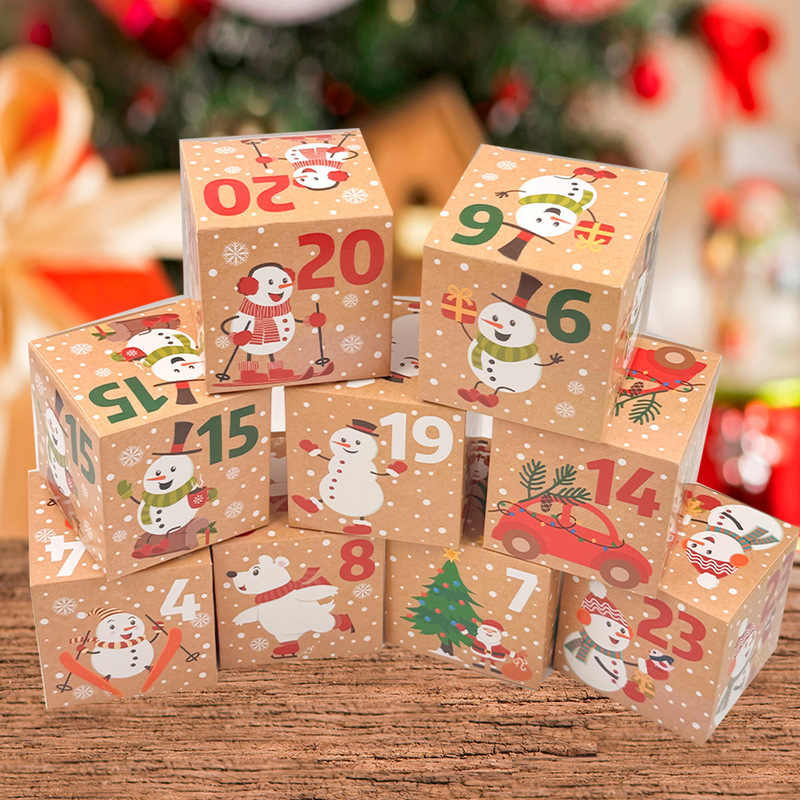 クリスマス新作ギフトキャンディー箱7cm角箱クリスマス祭り降臨歴1-24包装紙箱現物|undefined